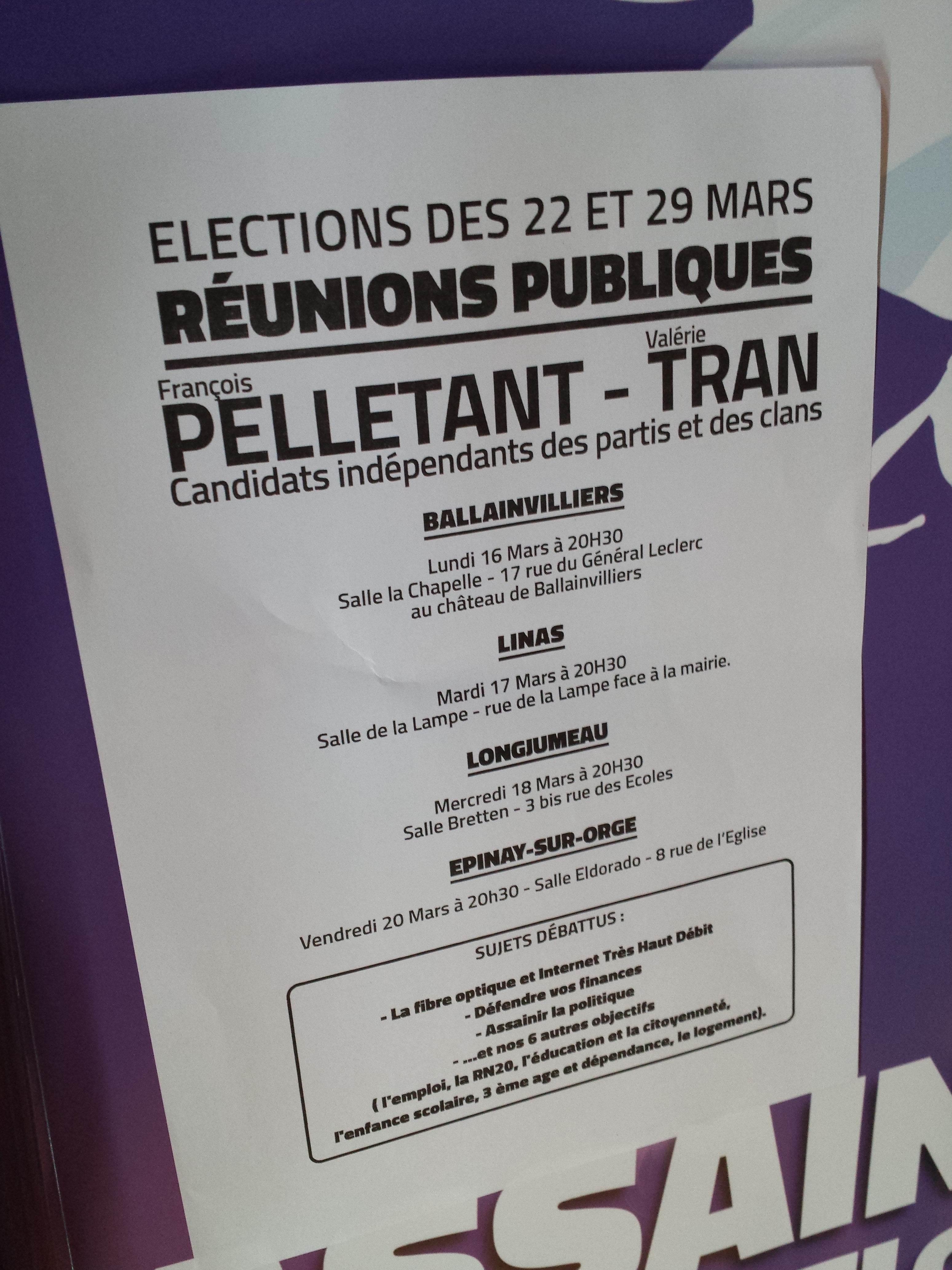 NOS REUNIONS PUBLIQUES