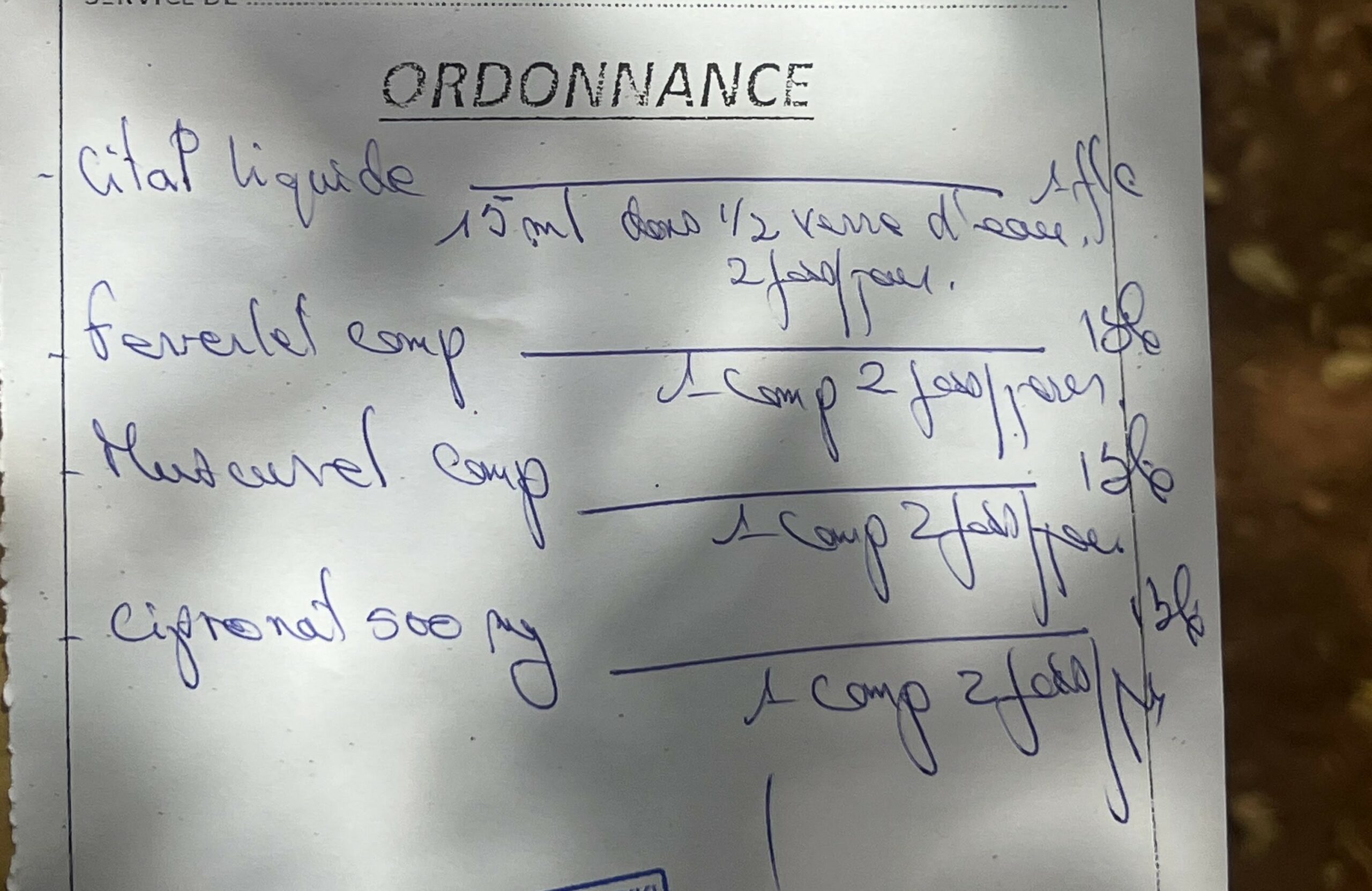 Recherche médicaments pour Oumar