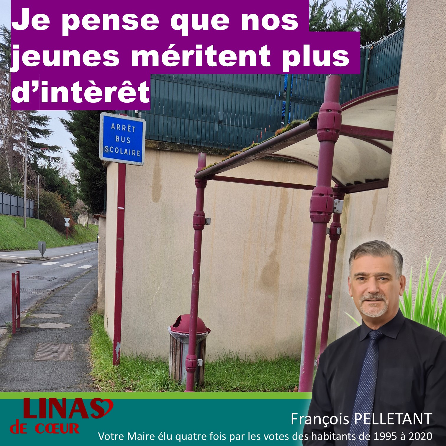 Un jeune Linois signale l’état des arrêts de bus scolaires.
