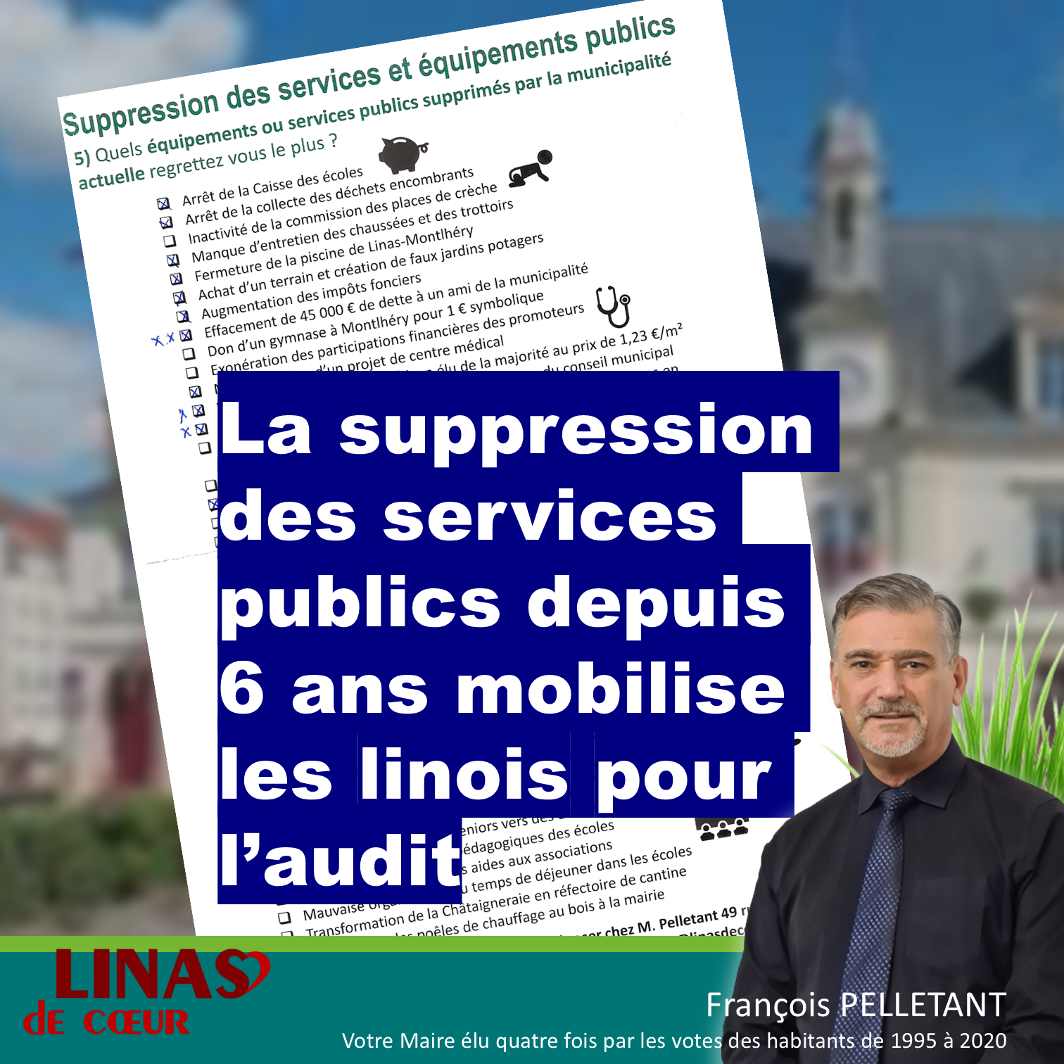 La suppression des services publics depuis 5 ans à Linas, un grave problème dont se plaigne les linois